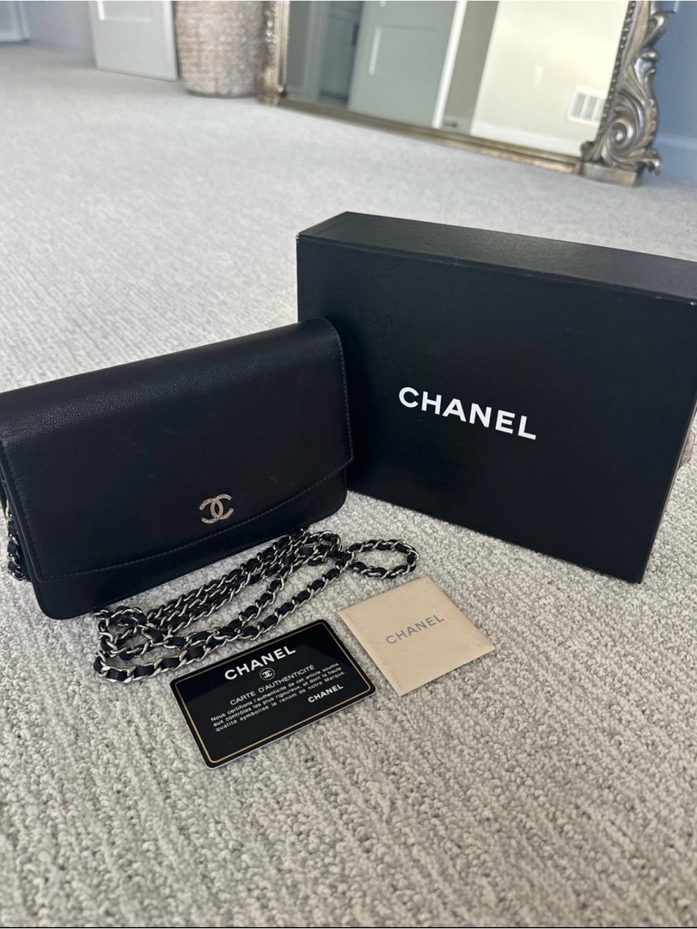 Chanel Sevruga Wallet on Chain